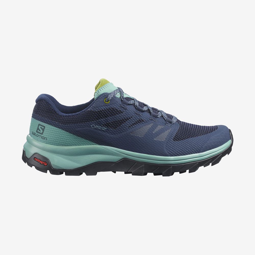 Salomon Israel OUTLINE WIDE GORE-TEX - Womens Hiking Shoes - Navy (NHJR-26041)